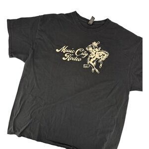 Gildan Music City Rodeo Graphic T-Shirt Mens XL Black Heavy Cotton Short Sleeve